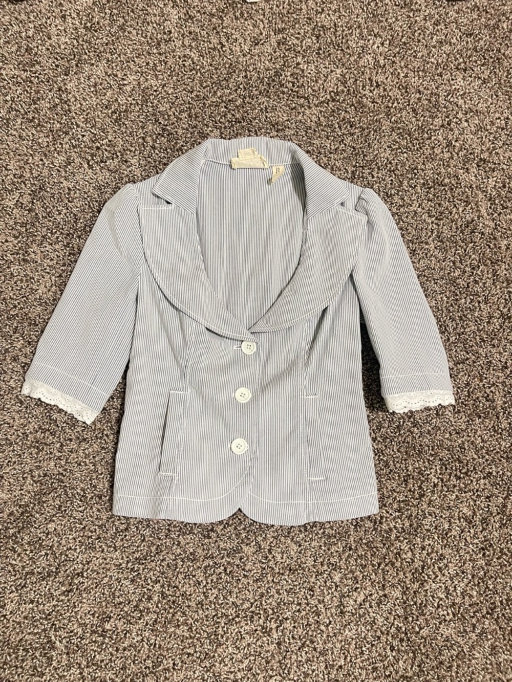 Y2K Guess Blue and White Pinstripe 3/4 Sleeve Blazer